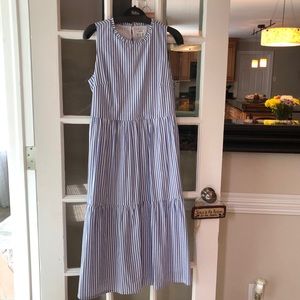 Striped tiered midi cover-up dress